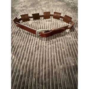 Women’s Brighton Brown Leather Belt with Silver Accents 36 B60065 Silver Buckle